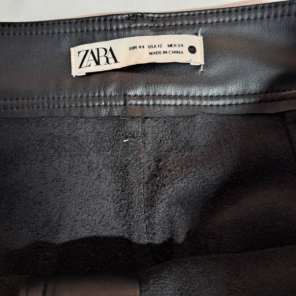Zara Faux Leather Marine Wide Leg Black Pants - Picture 4 of 11